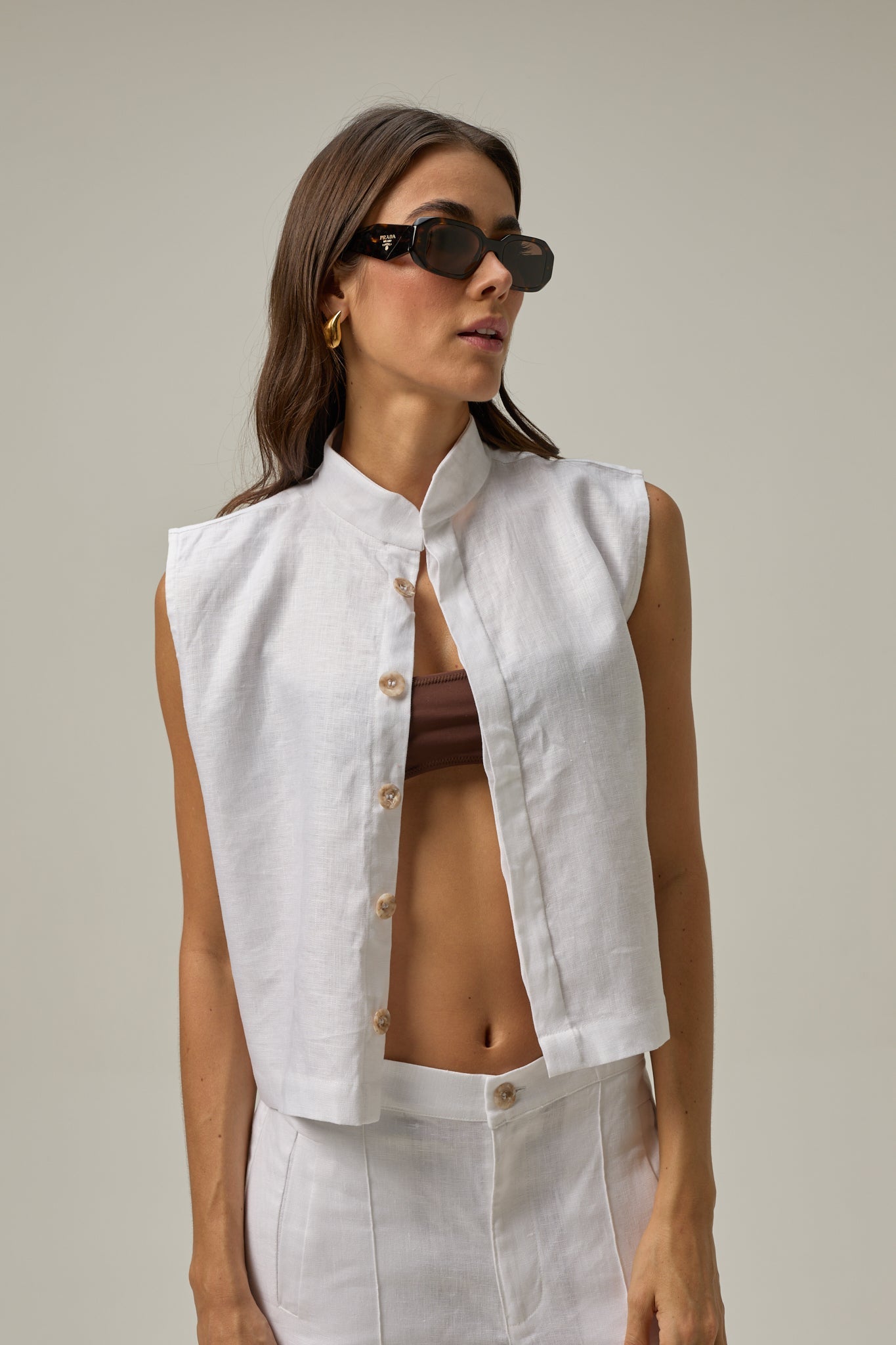 Muse Linen Vest | White