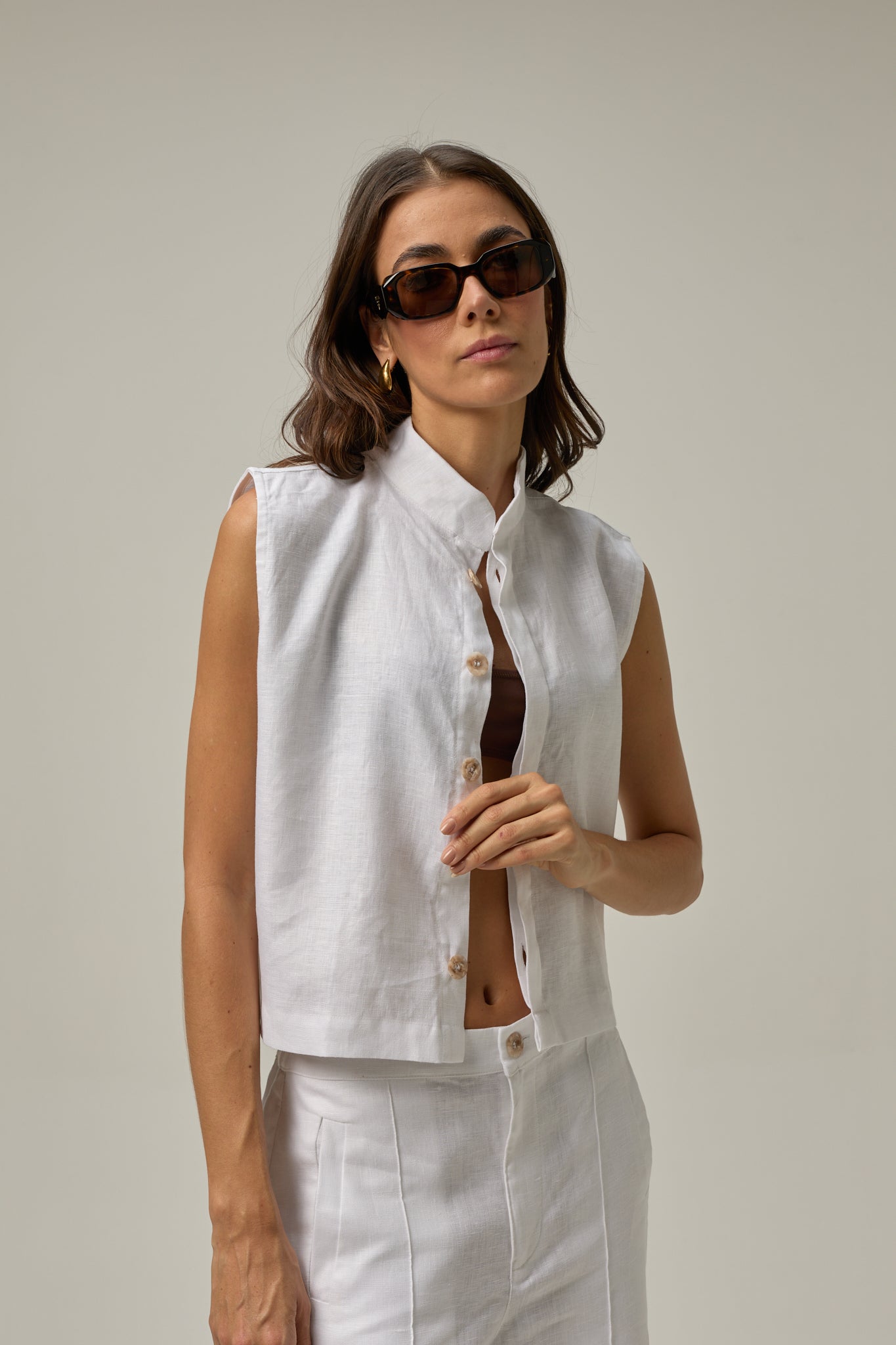 Muse Linen Vest | White