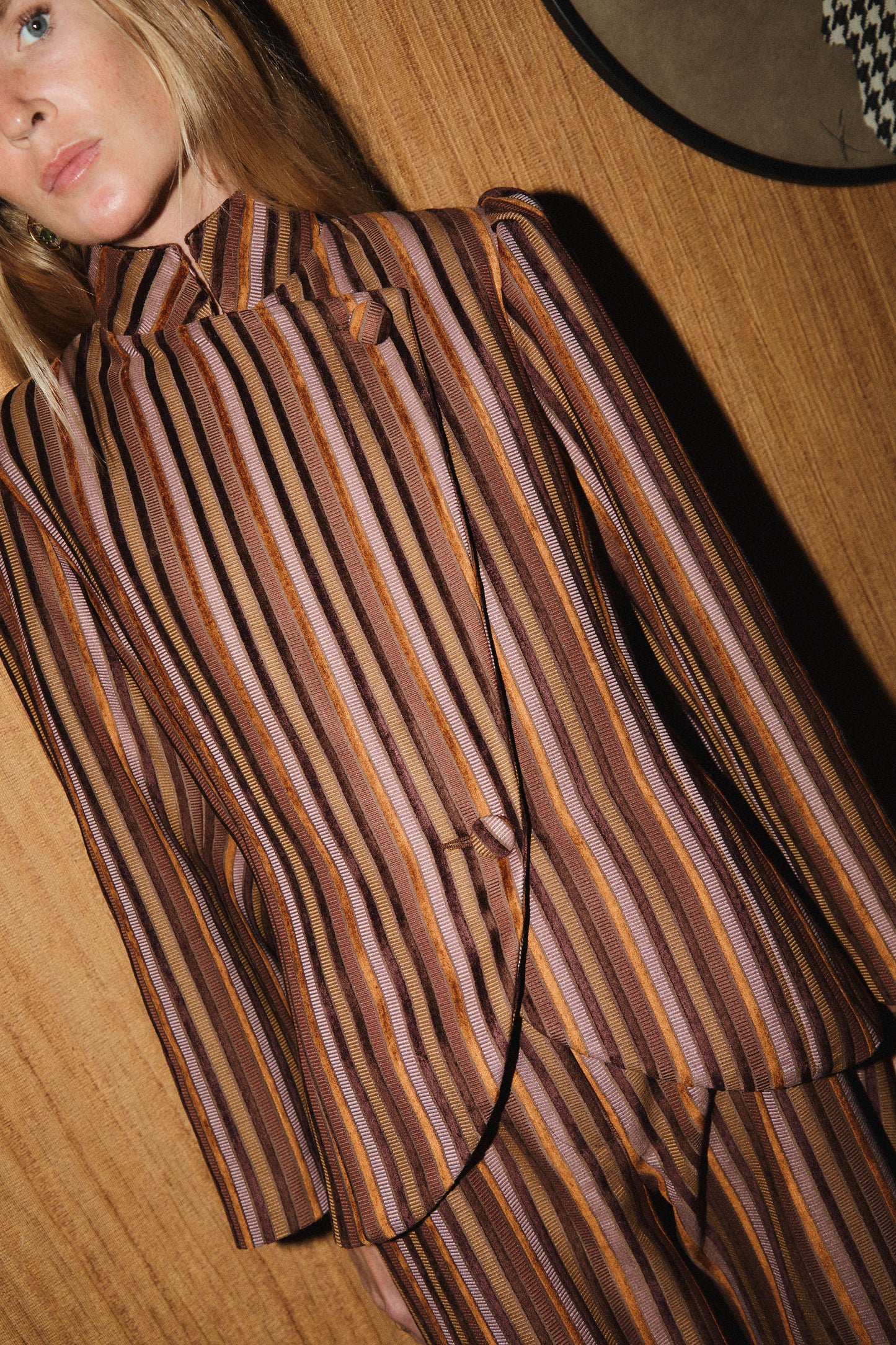 Brown Striped Velvet Jacket