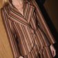 Brown Striped Velvet Jacket