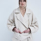 Snegurochka Cream Wool Hemp Shell Buttons Coat