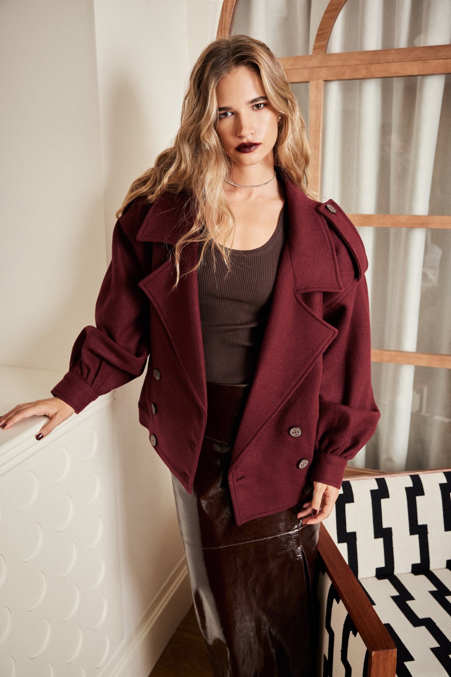 Red Wine Wool Coat