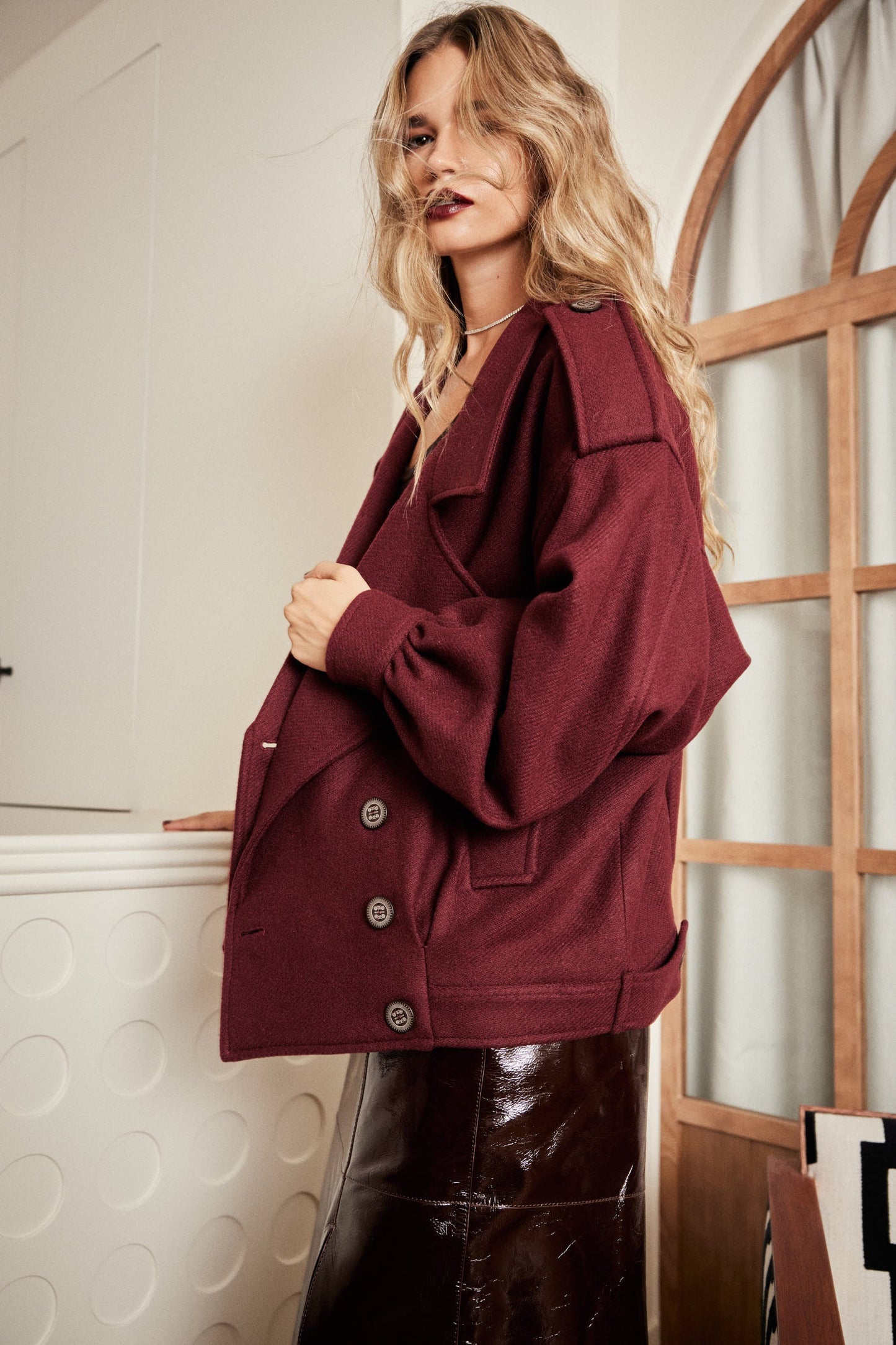 Red Wine Wool Coat