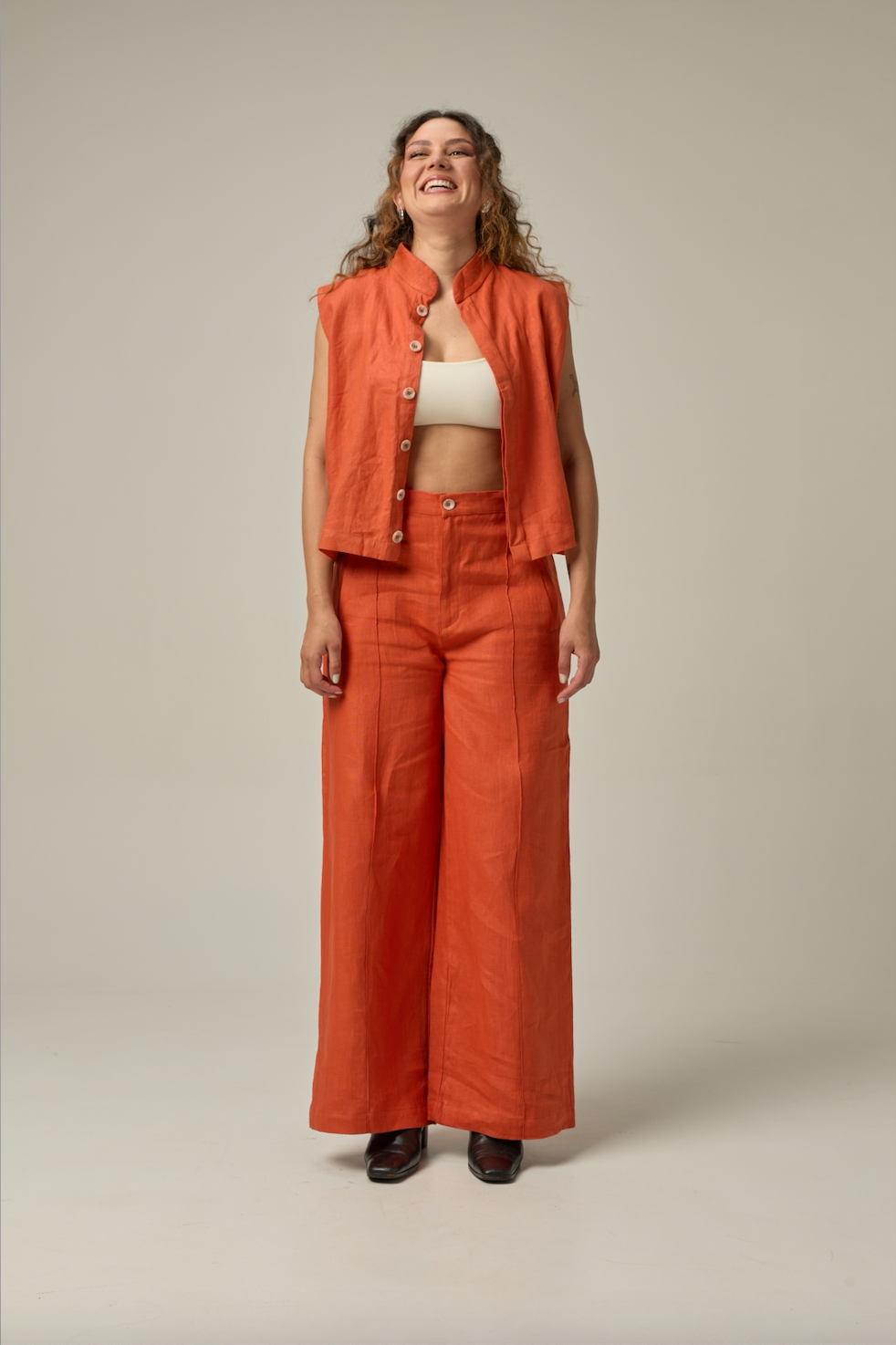 Serre Linen Pant | Deep Orange