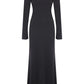 IRIS JERSEY LONG DRESS WITH OPEN BLACK