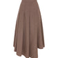 Eliza Wool Plaid Asymmetric Midi Skirt in Mocha