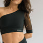 Asymmetric Black Tulle Top Crop Tops Bradhy 