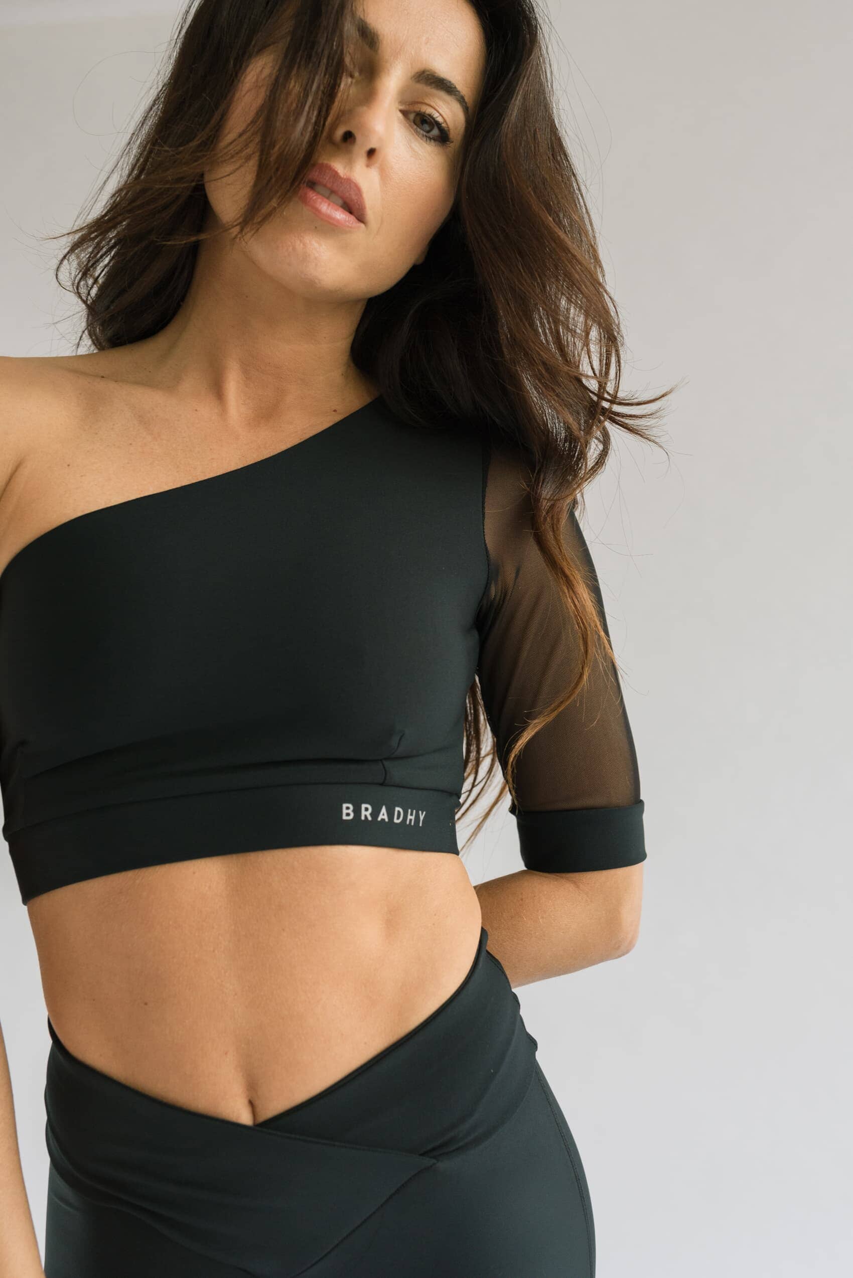 Asymmetric Black Tulle Top Crop Tops Bradhy 