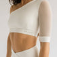 Asymmetric White Tulle Top Crop Tops Bradhy 