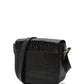 Black Coconut Embossed Leather Flap Crossbody Bag Handbags Leandra 