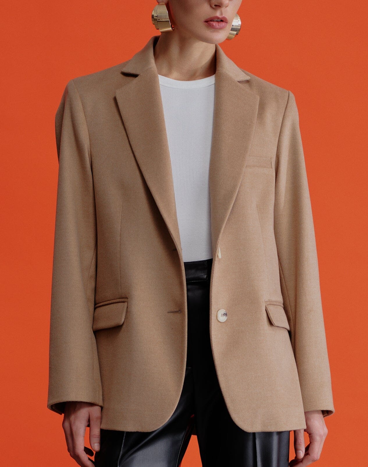 Boxy Wool Blazer in Camel Nazli Ceren 