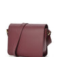 Burgundy leather square crossbody bag with flap Handbags Leandra 