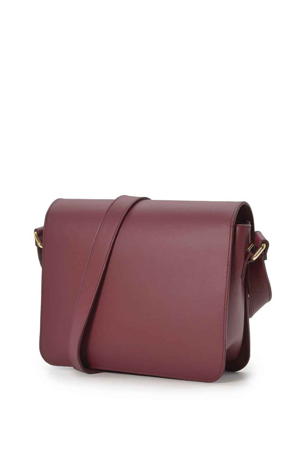 Burgundy leather square crossbody bag with flap Handbags Leandra 