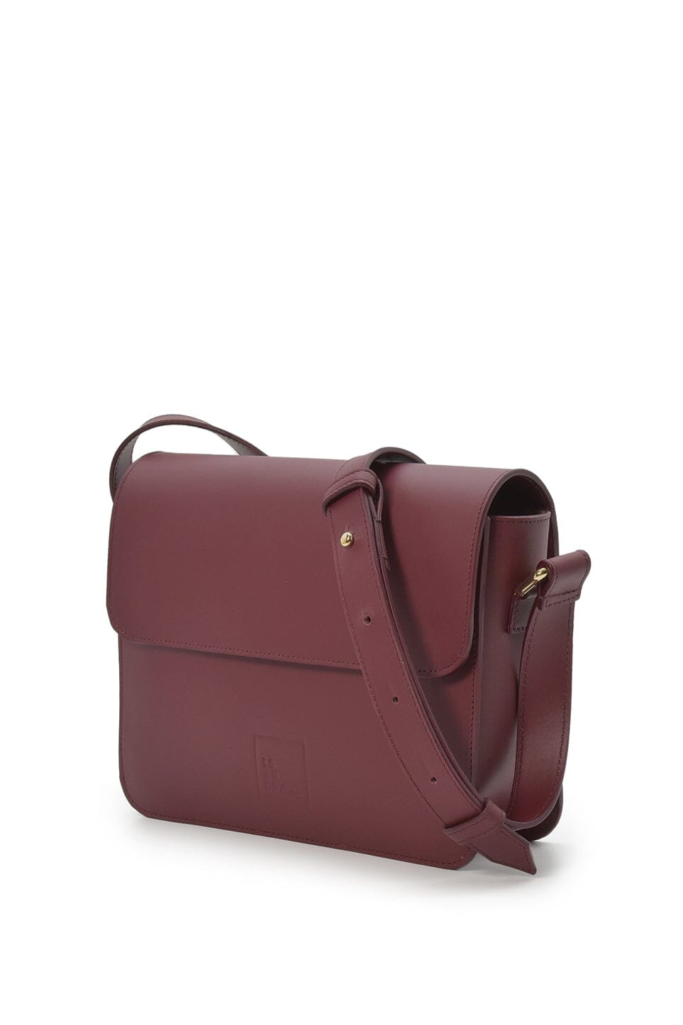 Burgundy leather square crossbody bag with flap Handbags Leandra 