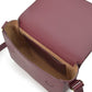 Burgundy leather square crossbody bag with flap Handbags Leandra 