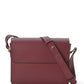 Burgundy leather square crossbody bag with flap Handbags Leandra 