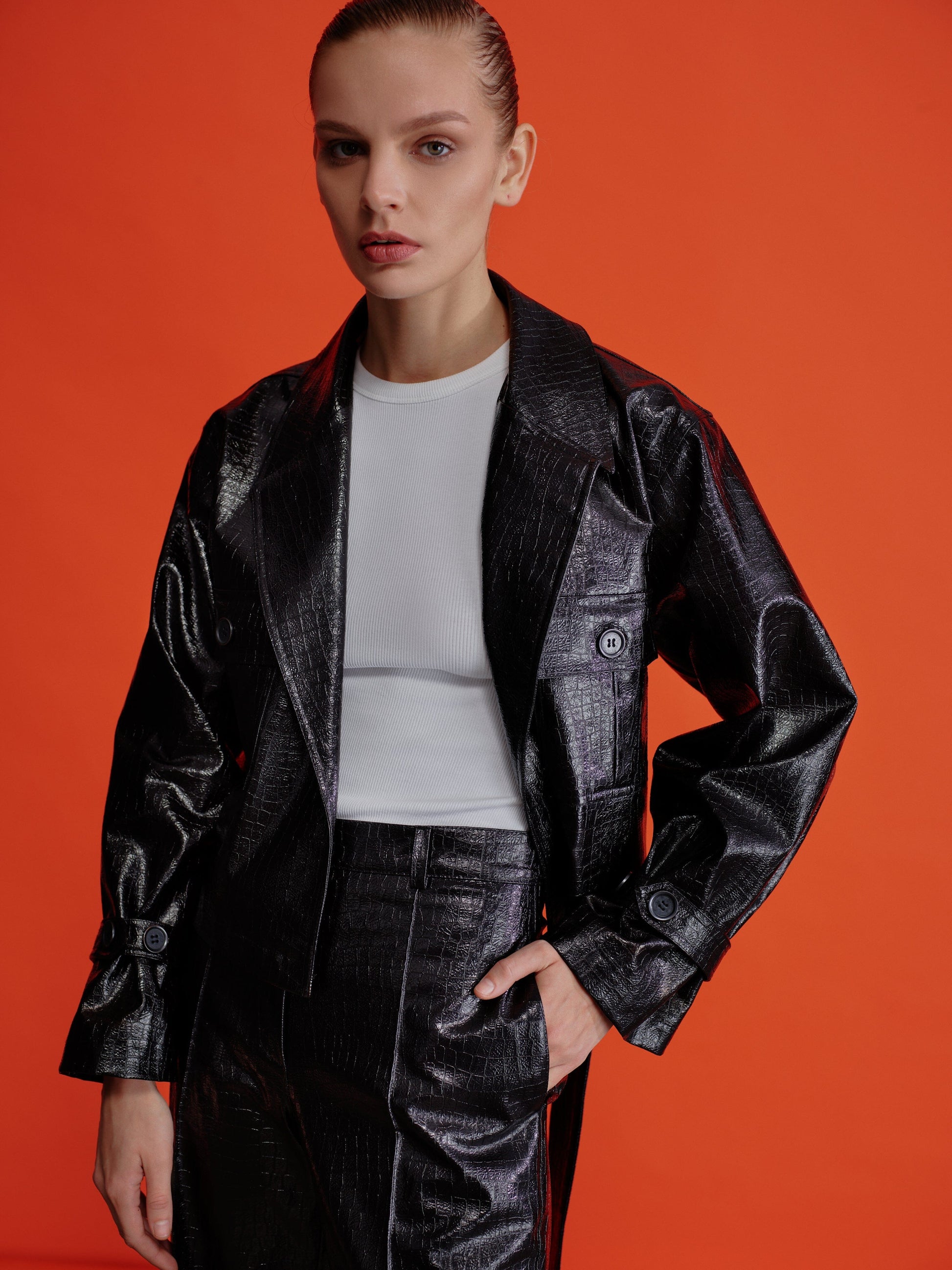 Callie Croc-Effect Jacket Coats & Jackets Nazli Ceren 