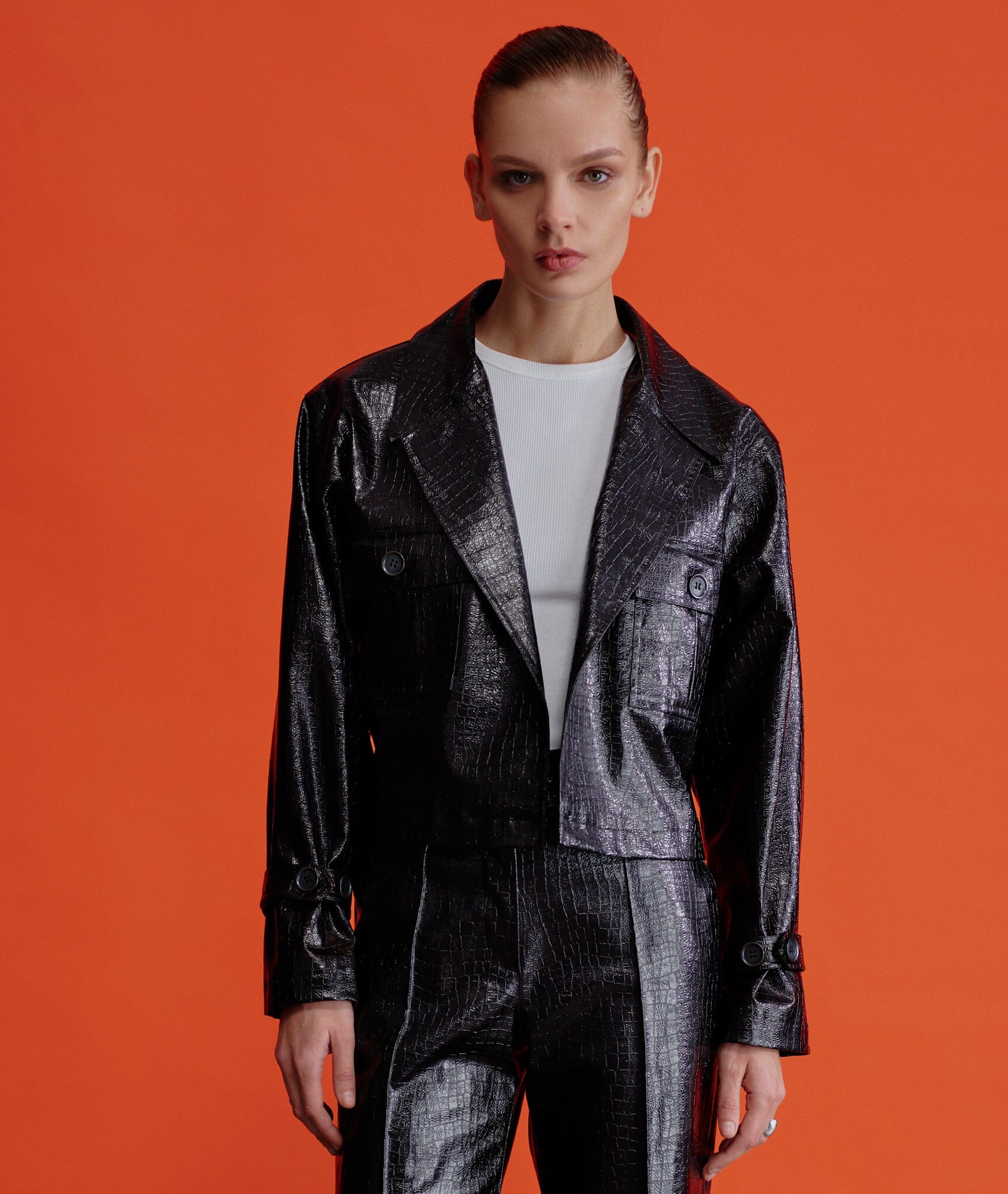 Callie Croc-Effect Jacket Coats & Jackets Nazli Ceren 