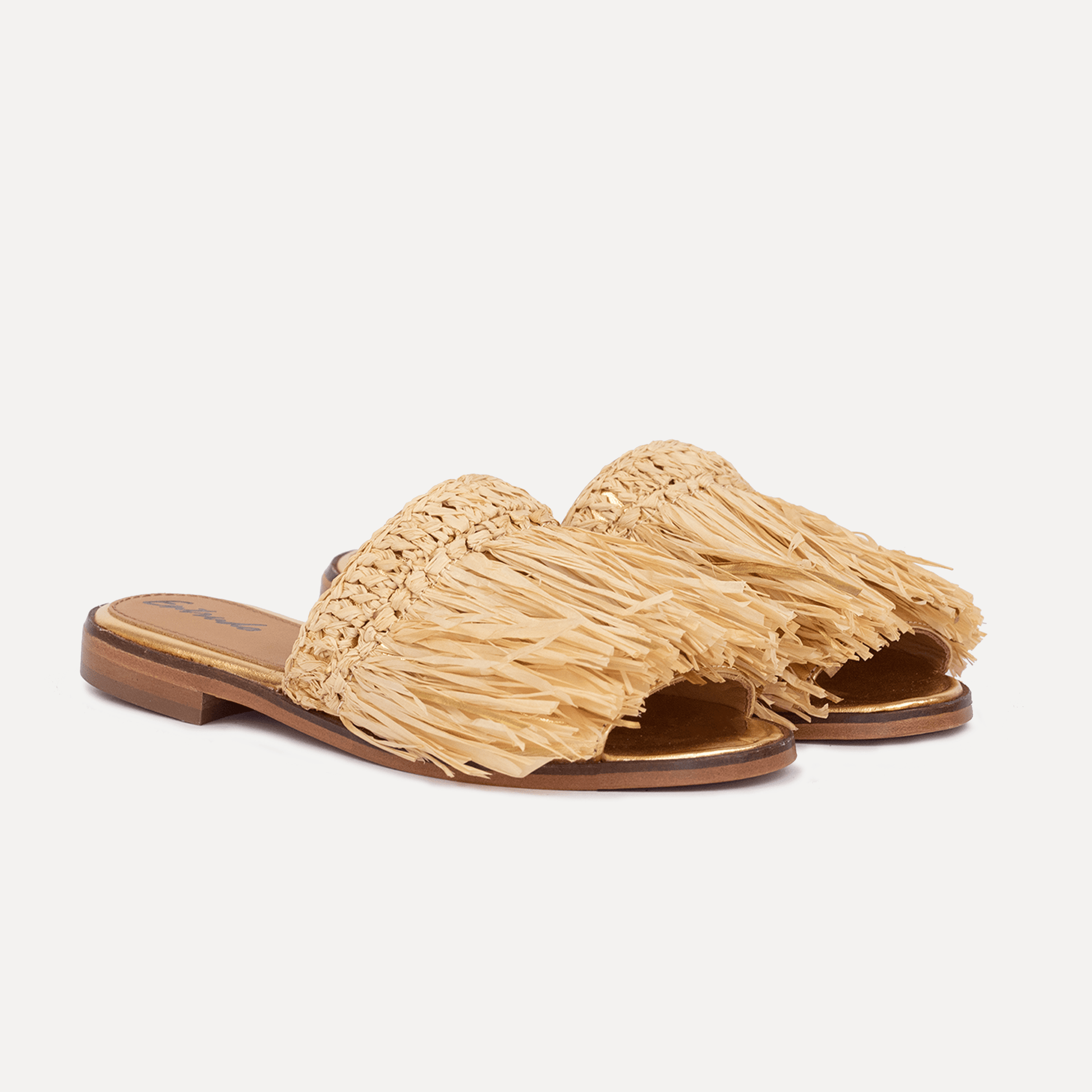 Cambres Raffia Sliders in Golden Sandals Entrudo 