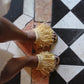 Cambres Raffia Sliders in Golden Sandals Entrudo 