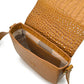 Camel coconut engraved leather flap crossbody bag Crossbody Bags Leandra 