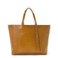 Caramel Engraved Leather Shopper Tote Bag Leandra 