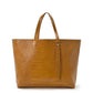 Caramel Engraved Leather Shopper Tote Bag Leandra 