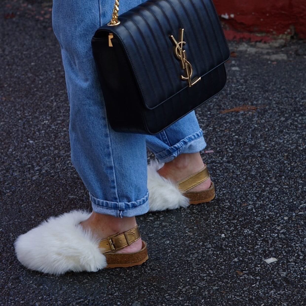 Covelinhas Mules with faux fur in white Flats Entrudo 