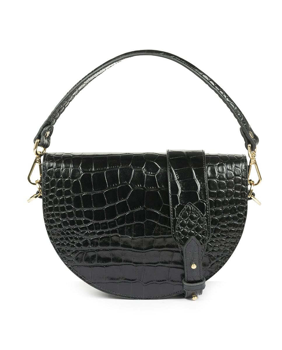 Crocodile print Leather saddle bag - Black Handbags Leandra 