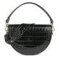 Crocodile print Leather saddle bag - Black Handbags Leandra 