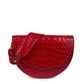 Crocodile print Leather saddle bag - Red Leather Leandra 