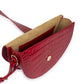 Crocodile print Leather saddle bag - Red Leather Leandra 