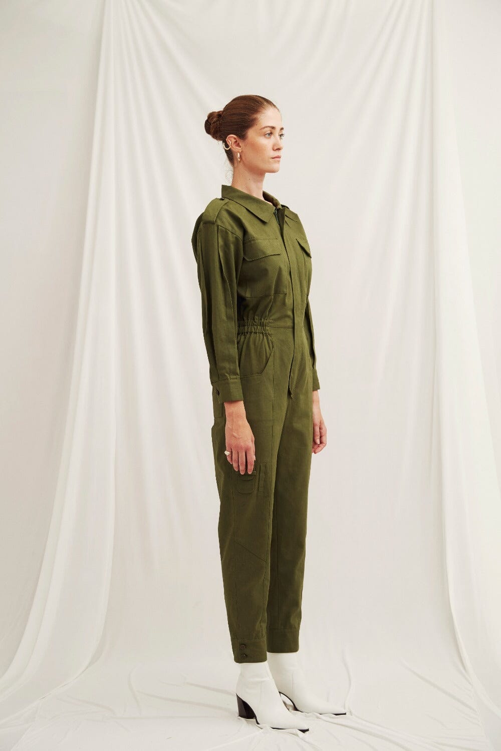 Dorothy Cotton Jumpsuit in Green Nazli Ceren 