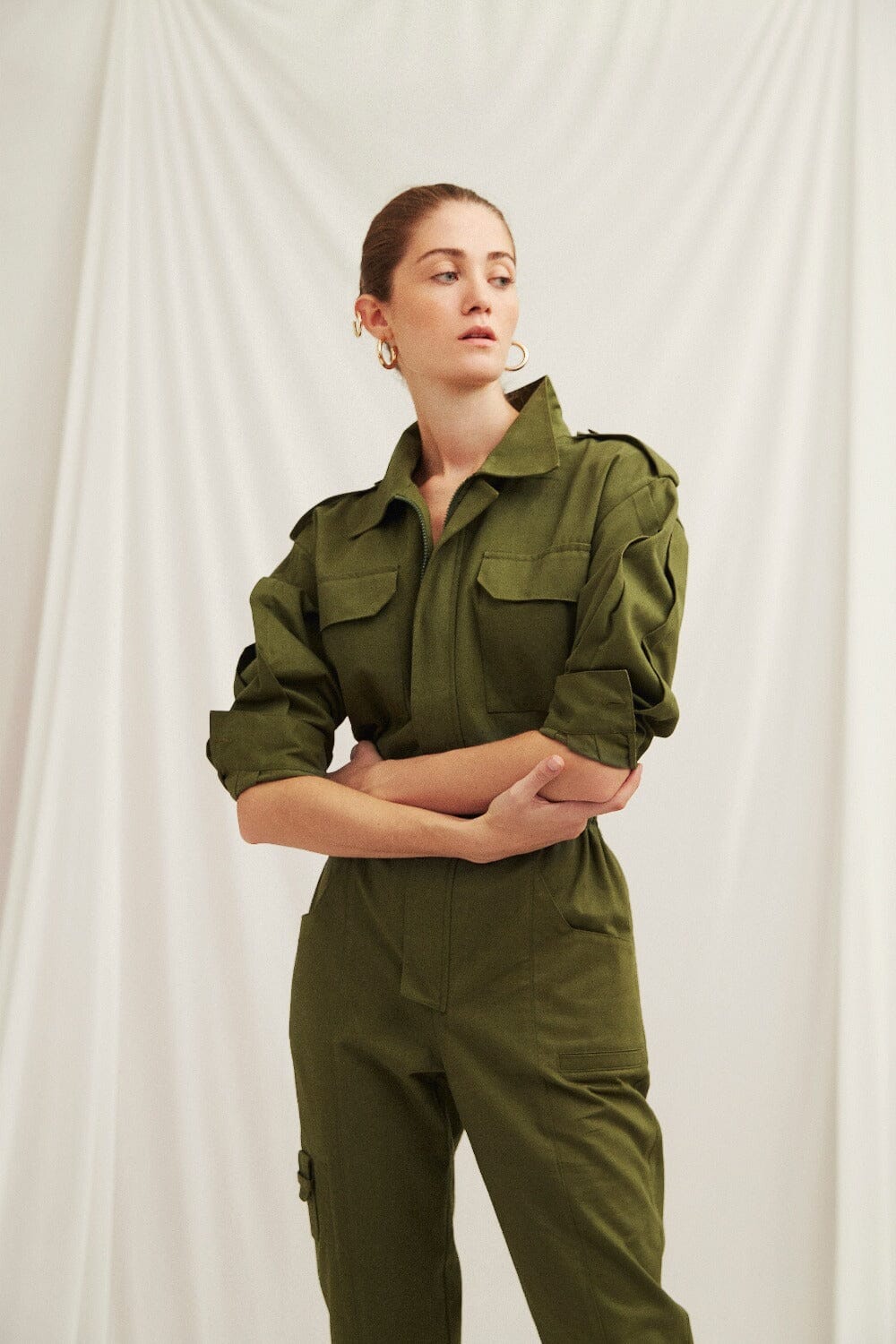 Dorothy Cotton Jumpsuit in Green Nazli Ceren 