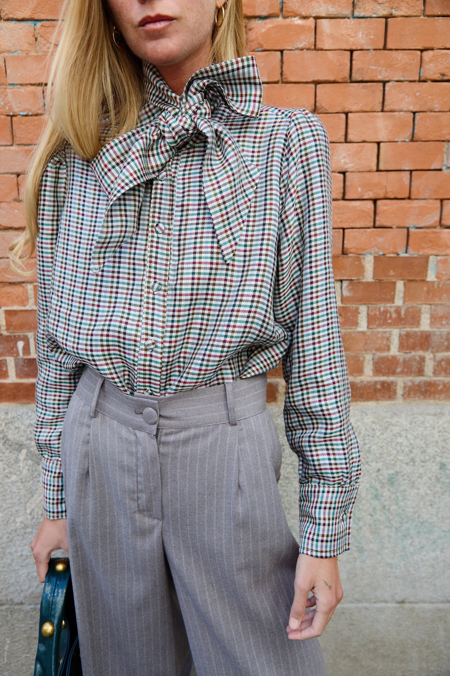 Checked Bow Shirt