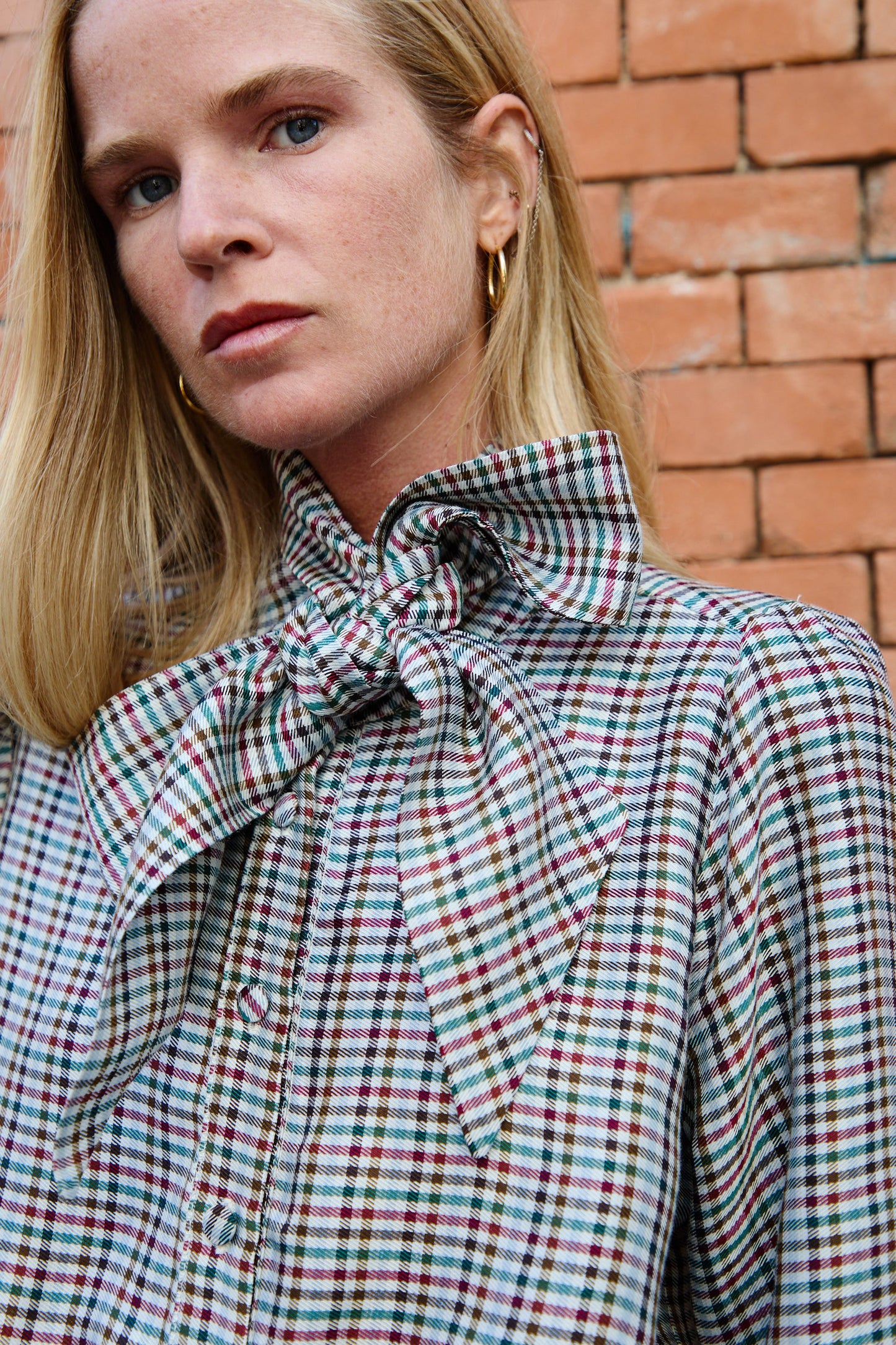 Checked Bow Shirt