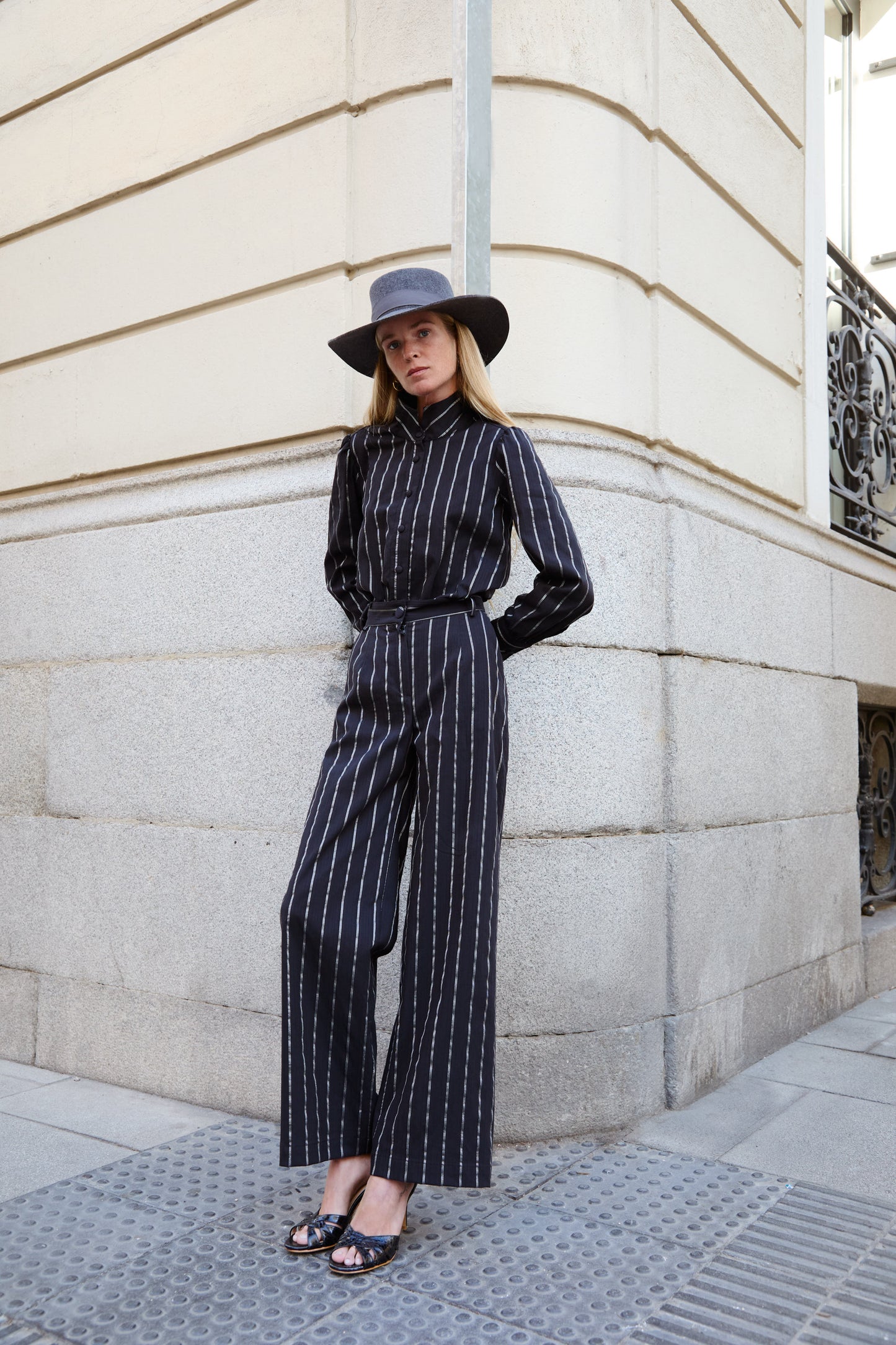 Black and Silver Striped Pants