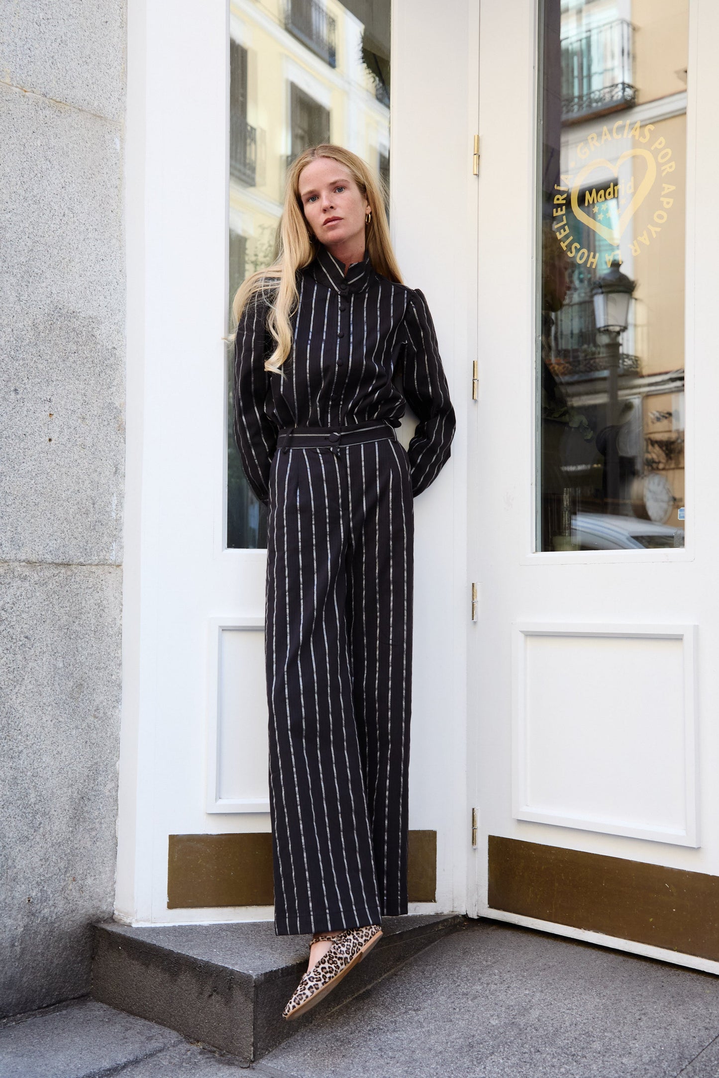 Black and Silver Striped Pants