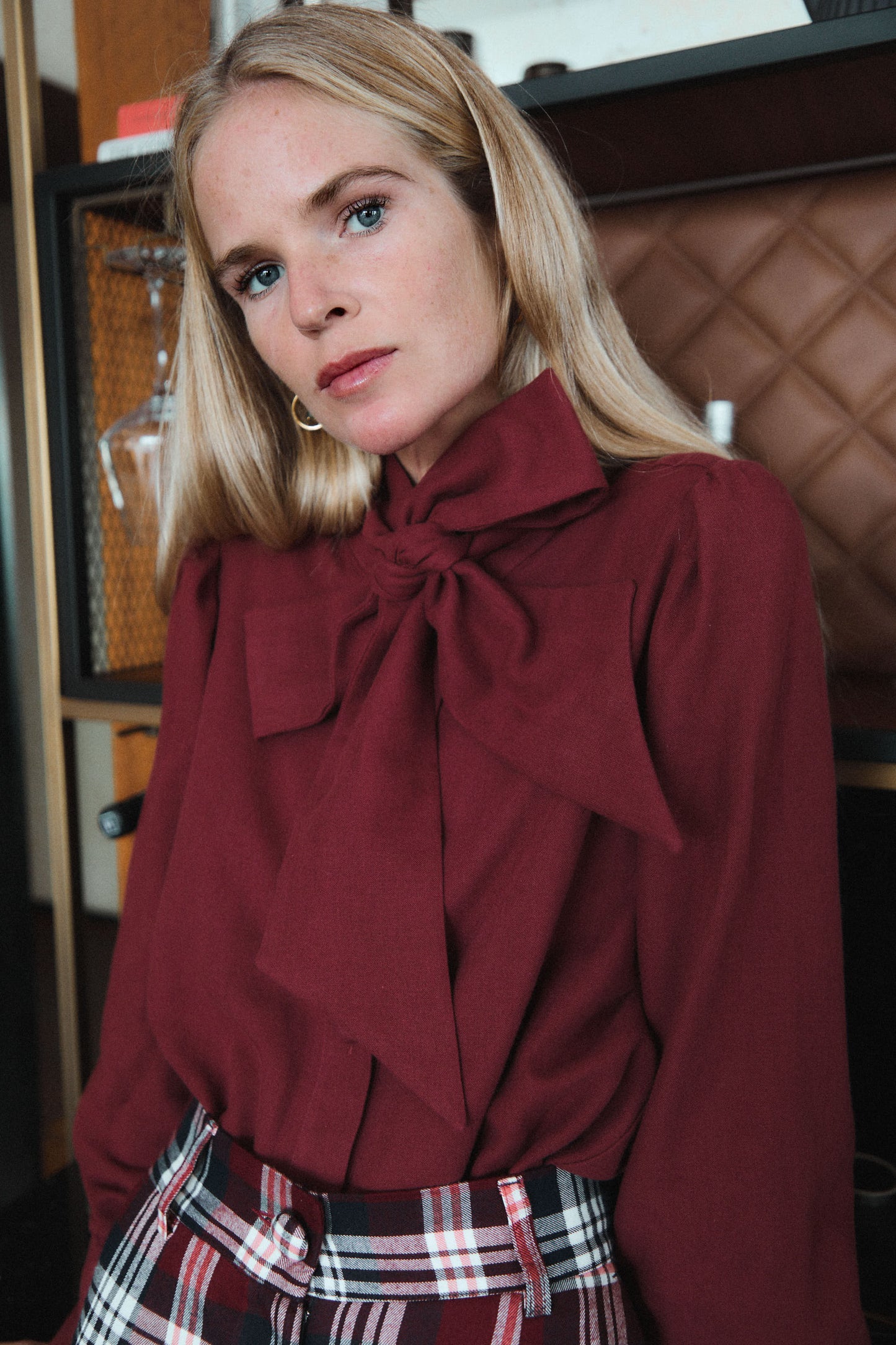 Burgundy Bow Blouse