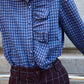 Blue Checkered Ruffle Shirt