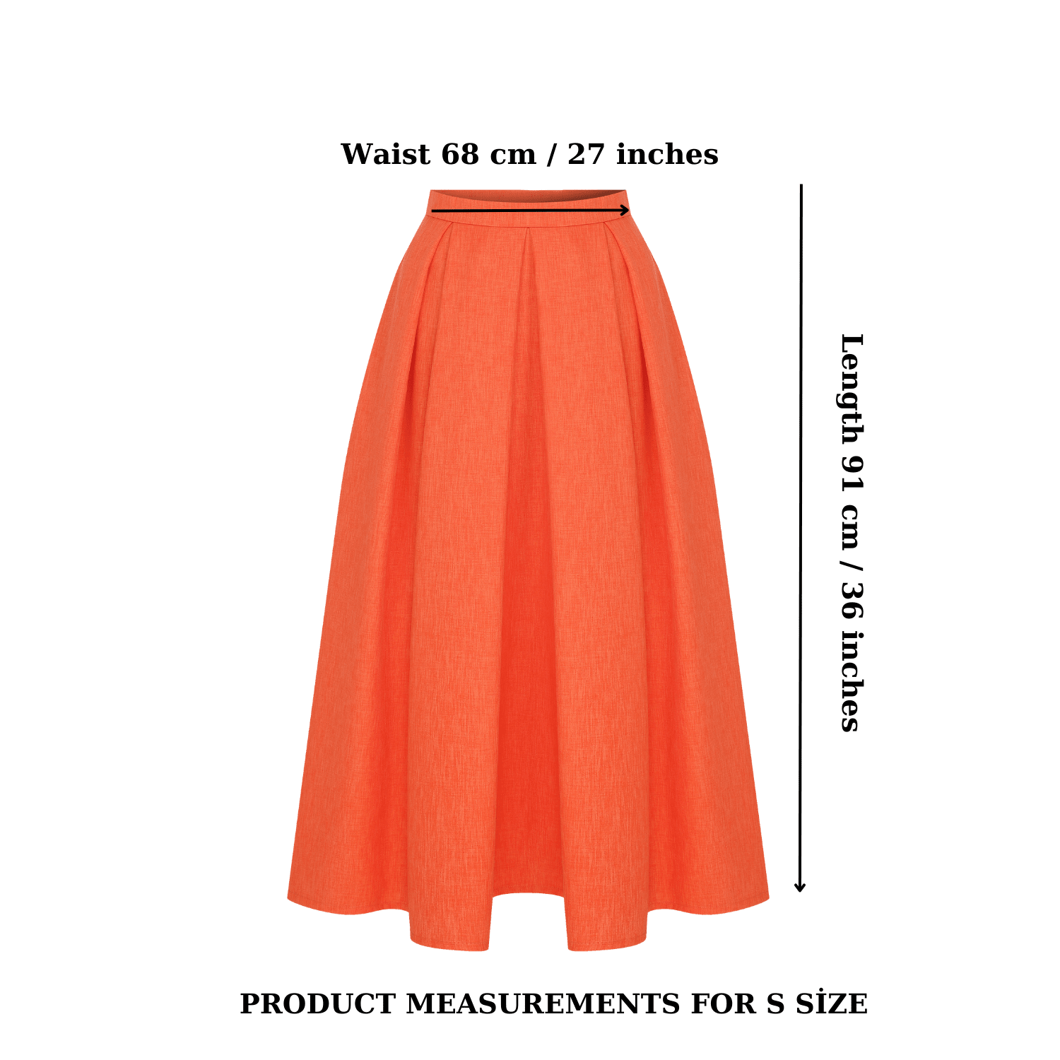 June Midi Skirt in Spicy Orange Skirts Nazli Ceren 