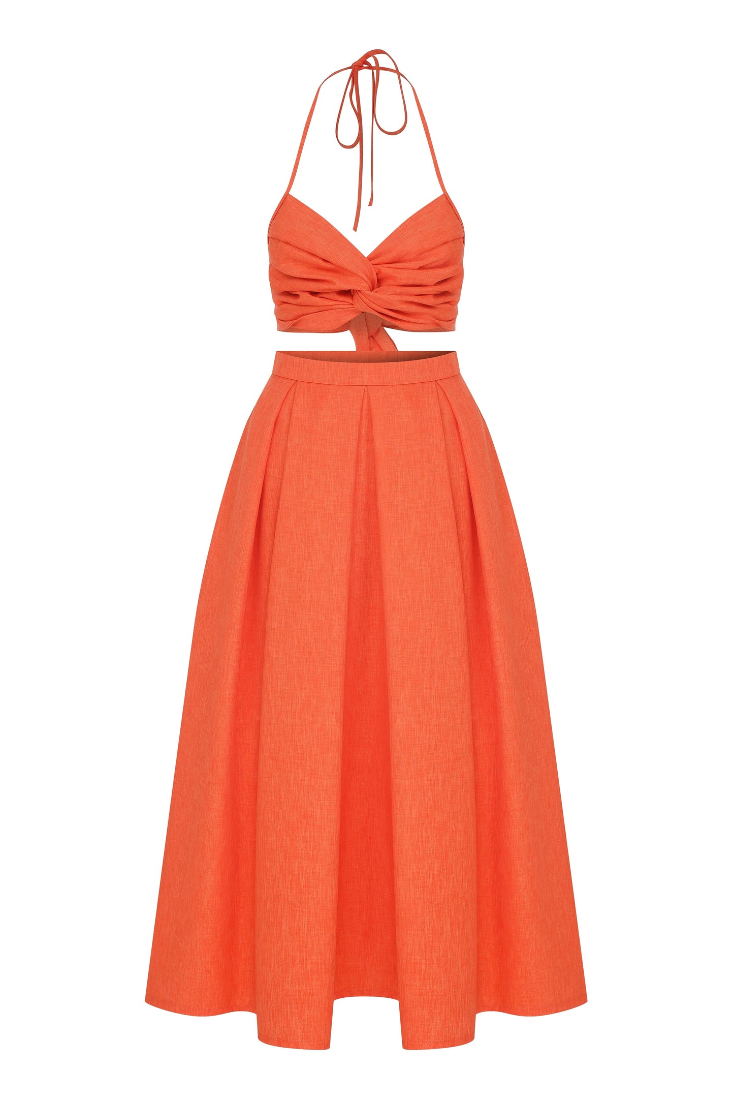 June Midi Skirt in Spicy Orange Skirts Nazli Ceren 