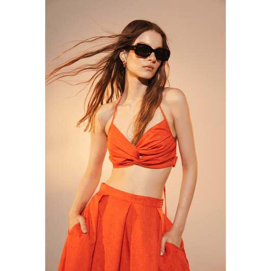 June Top in Spicy Orange Shirts & Tops Nazli Ceren 