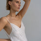 Yman White Hanmade Embroidery Long Slip Dress