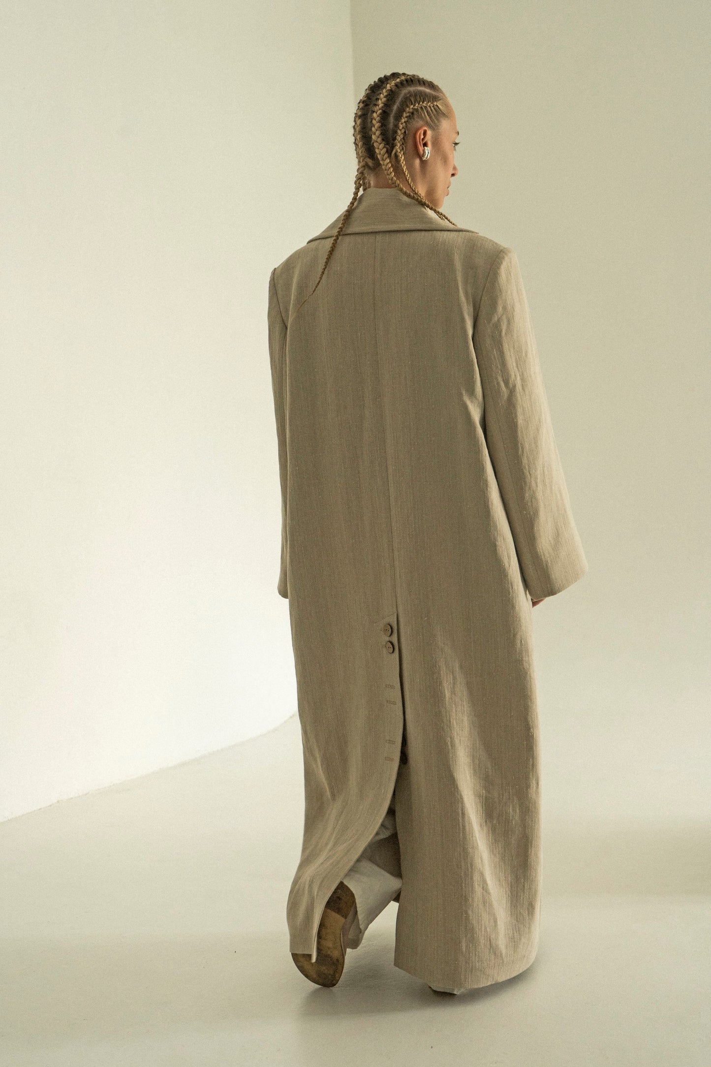 Khmelnytske Shosse Long Linen Trench Coat