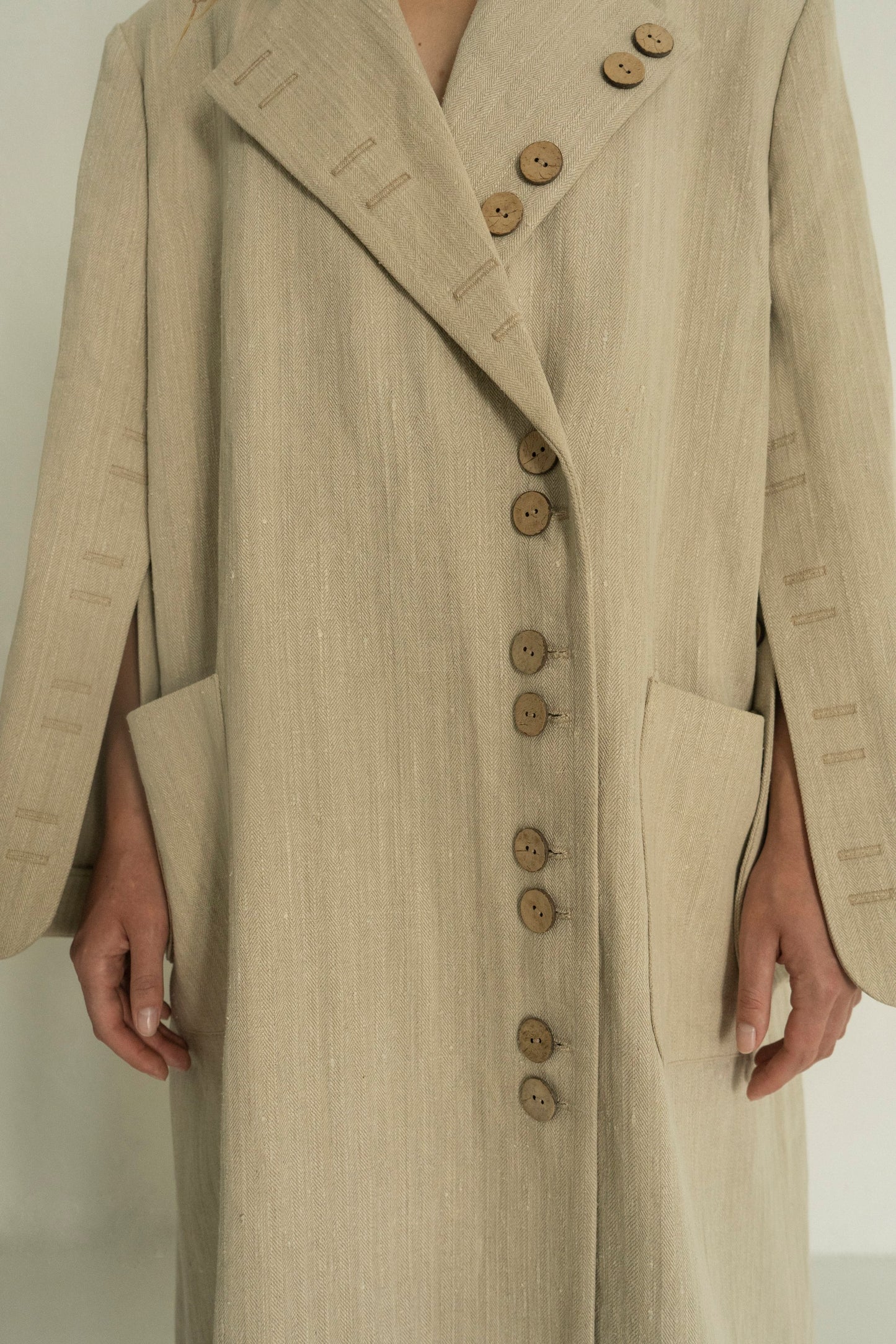 Khmelnytske Shosse Long Linen Trench Coat