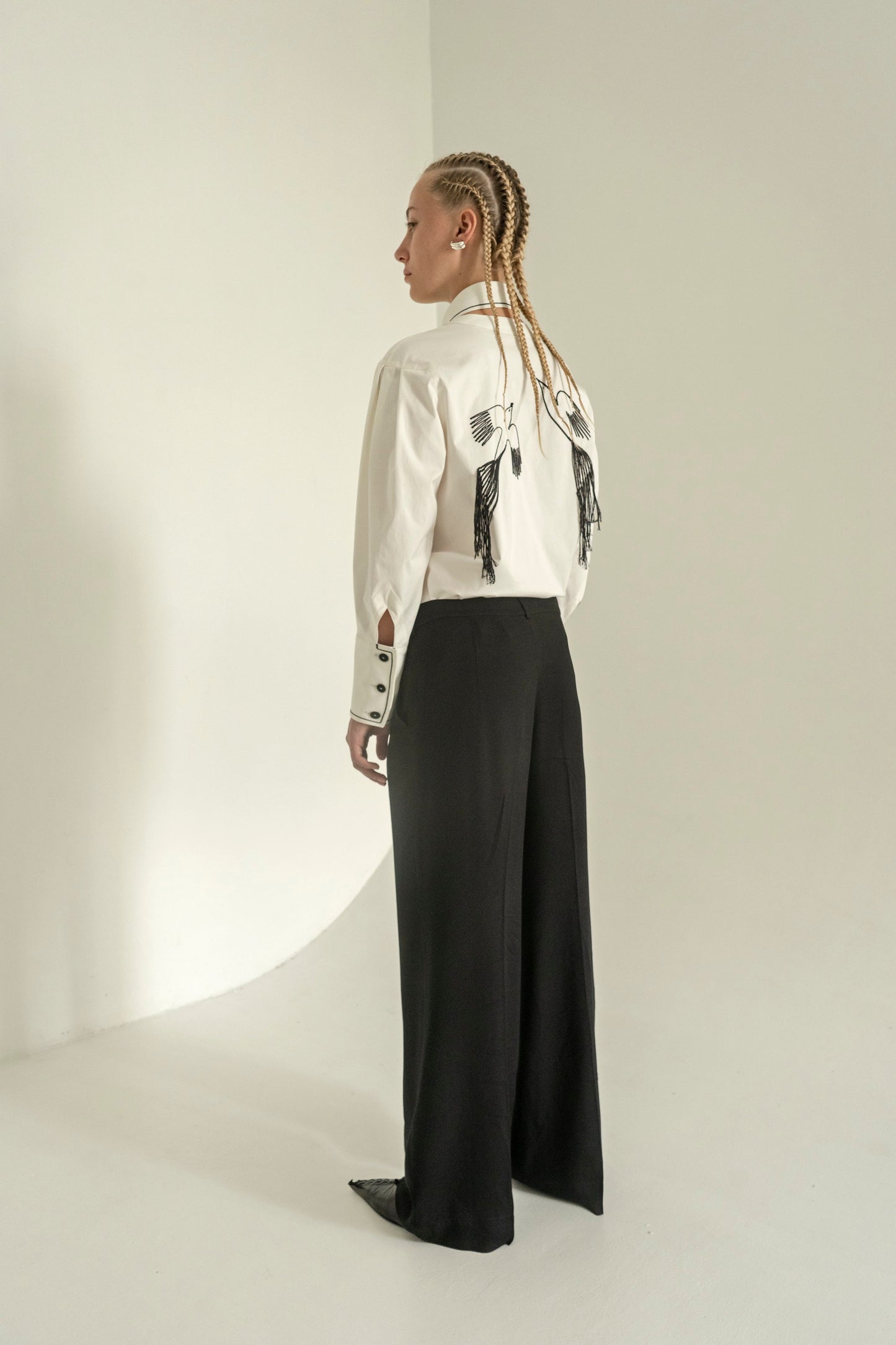 Polunochnik Black Viscose Trousers