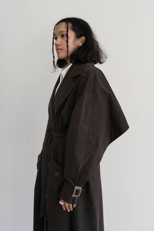 Vishenka Chocolate Cotton Trench Coat