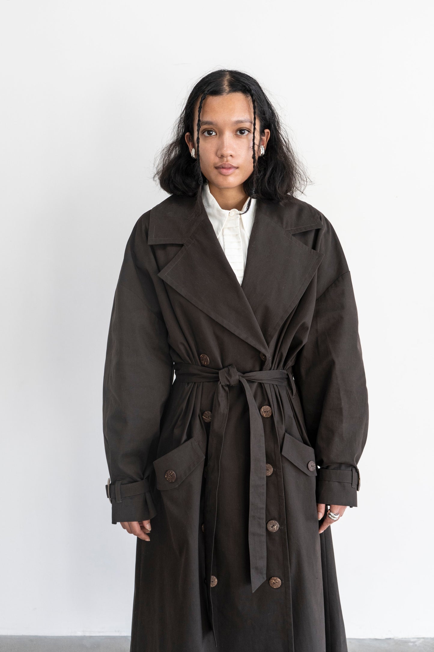 Vishenka Chocolate Cotton Trench Coat