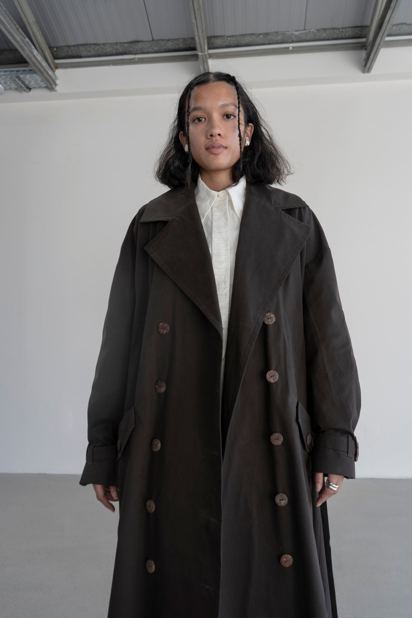 Vishenka Chocolate Cotton Trench Coat